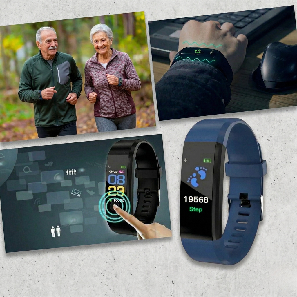 Smartwatch per Anziani con Cardiofrequenzimetro Facile da Usare Braccialetto Fitness Semplice