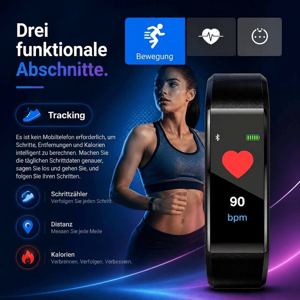 Smartwatch per Anziani con Funzioni di Salute | Orologio Fitness Tracker con Grande Display | CuoreGuardia