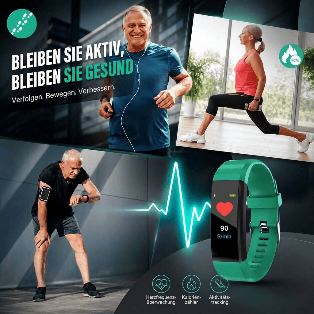 Smartwatch per Anziani con Funzioni di Salute | Orologio Fitness Tracker con Grande Display | CuoreGuardia