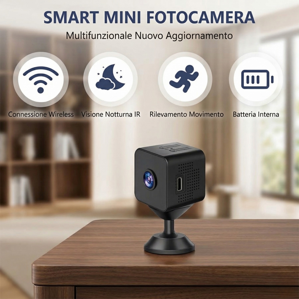 Mini Telecamera WiFi Interno Esterno Senza Fili HD