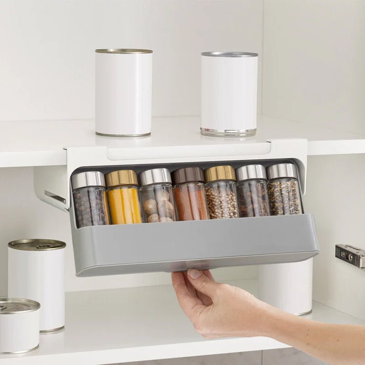 50% di sconto - GlideShelf - Mensola a sospensione per spezie con cassetto estraibile - Offerta limitata