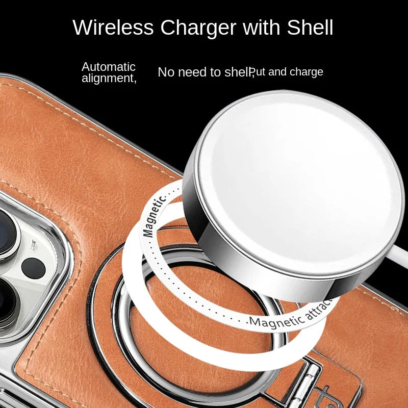 🎁Custodia in pelle di lusso con supporto invisibile per iPhone🎁