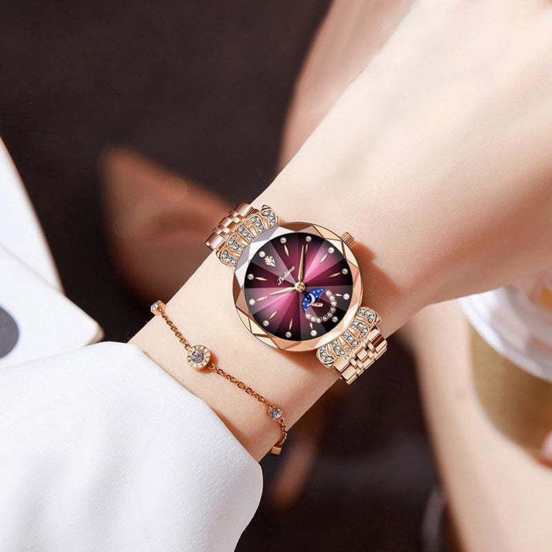 Orologio da Donna LuxeLuna con Diamanti a Forma di Luna | Design elegante con scintillanti accenti di diamanti