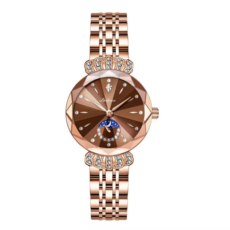 Orologio da Donna LuxeLuna con Diamanti a Forma di Luna | Design elegante con scintillanti accenti di diamanti