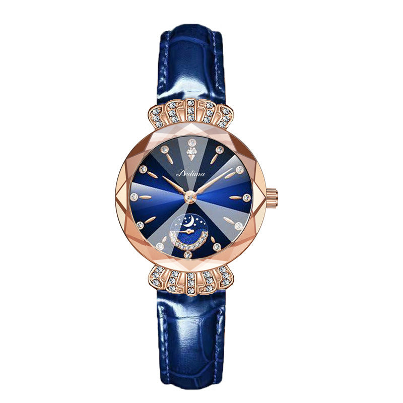 Orologio da Donna LuxeLuna con Diamanti a Forma di Luna | Design elegante con scintillanti accenti di diamanti