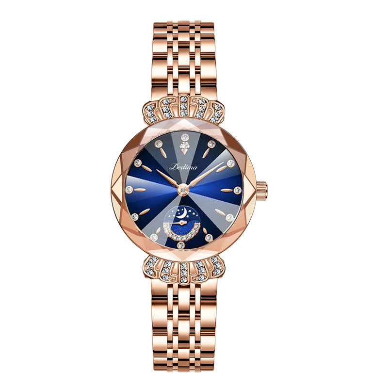 Orologio da Donna LuxeLuna con Diamanti a Forma di Luna | Design elegante con scintillanti accenti di diamanti
