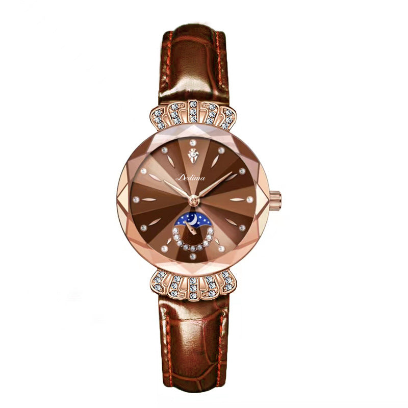 Orologio da Donna LuxeLuna con Diamanti a Forma di Luna | Design elegante con scintillanti accenti di diamanti
