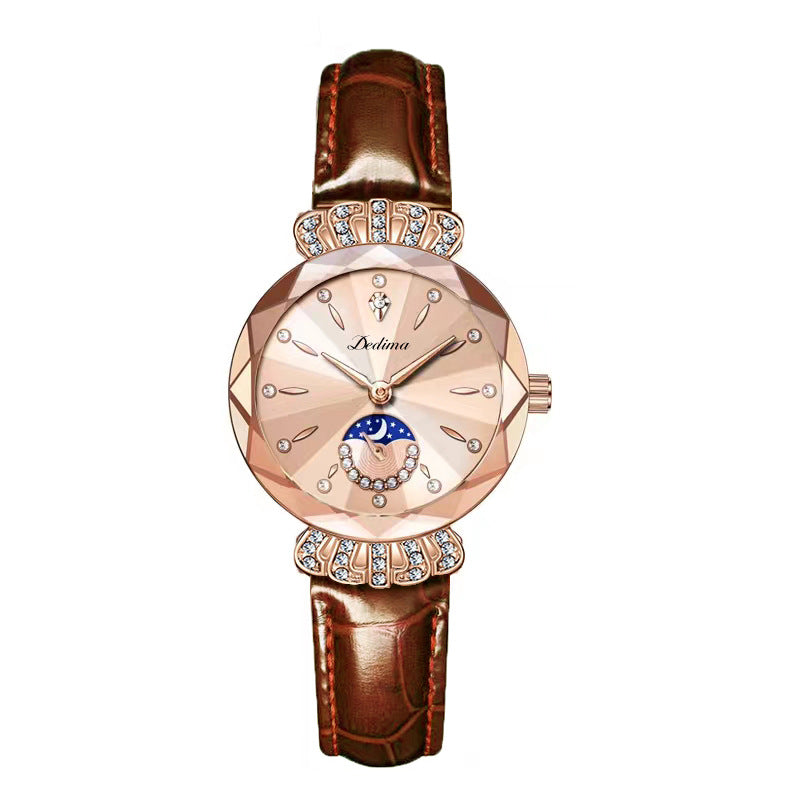 Orologio da Donna LuxeLuna con Diamanti a Forma di Luna | Design elegante con scintillanti accenti di diamanti