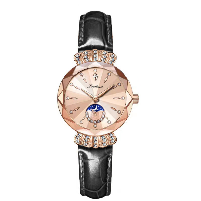 Orologio da Donna LuxeLuna con Diamanti a Forma di Luna | Design elegante con scintillanti accenti di diamanti