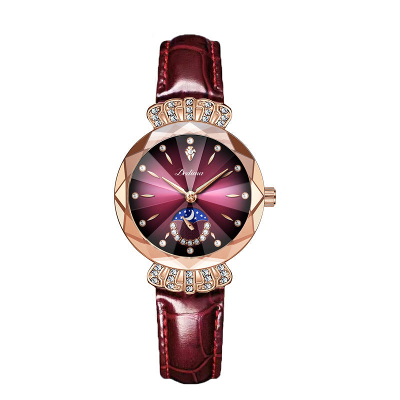 Orologio da Donna LuxeLuna con Diamanti a Forma di Luna | Design elegante con scintillanti accenti di diamanti