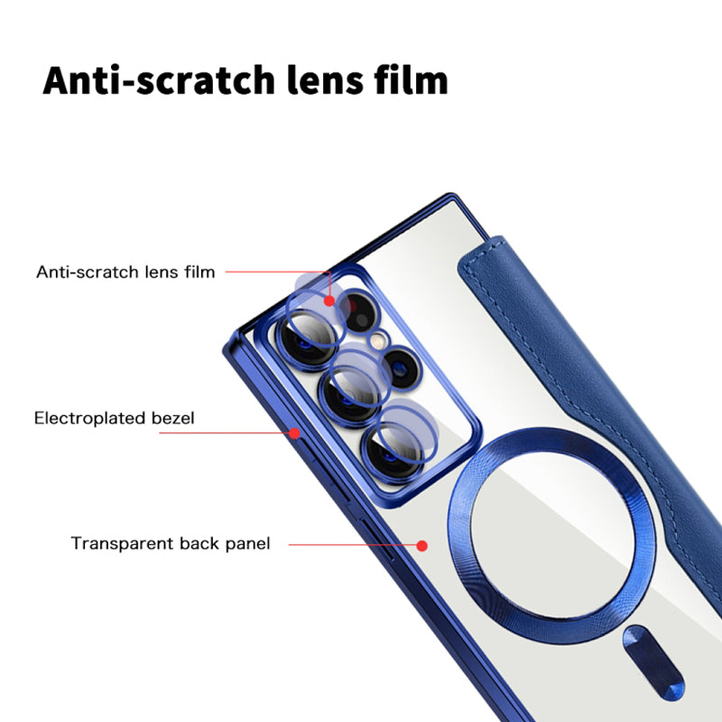 Sandsberg | Custodia Flip Magnetica per Samsung | Struttura in Pelle con Supporto per Anello