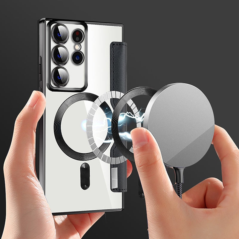 Sandsberg | Custodia Flip Magnetica per Samsung | Struttura in Pelle con Supporto per Anello