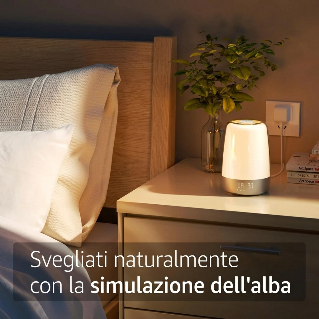 Sveglia Luminosa con Simulazione Alba e Tramonto Lampada LED Smart