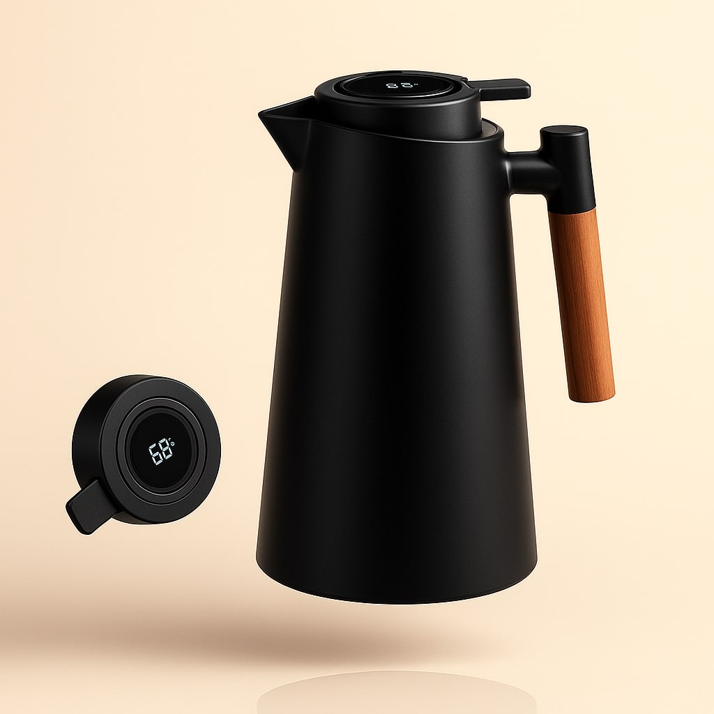Thermos con indicatore di temperatura | Caraffa isolante da 1 litro per caffè e tè | Heatina
