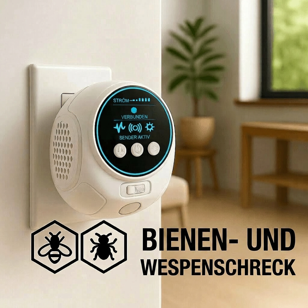 Dispositivo Ultrasuoni per Vespe, Api e Topi | Protezione Antiparassitaria a 360 Gradi per Casa e Terrazza | Schallwacht