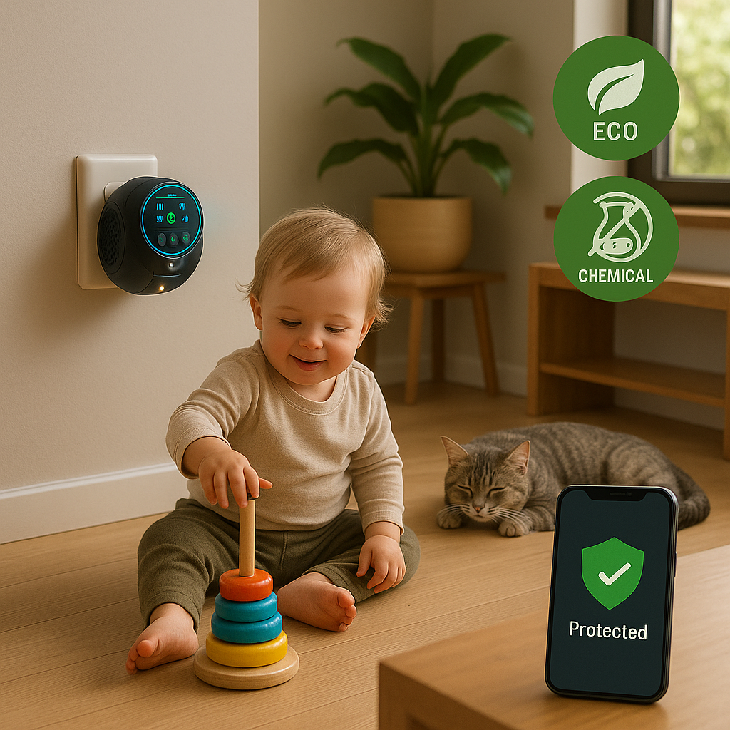 Dispositivo Ultrasuoni per Vespe, Api e Topi | Protezione Antiparassitaria a 360 Gradi per Casa e Terrazza | Schallwacht