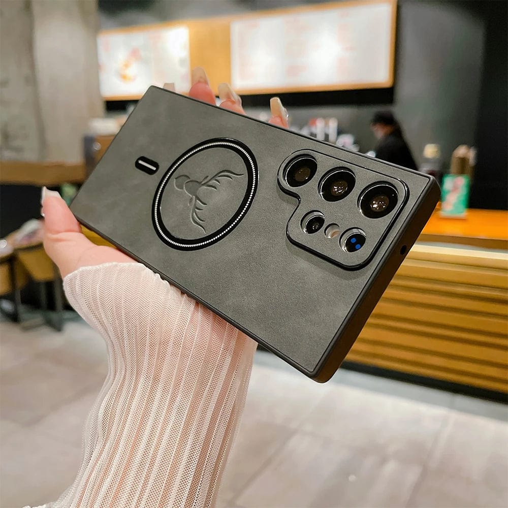 Brehn | Custodia in pelle per telefono Samsung | Custodia di ricarica wireless magnetica