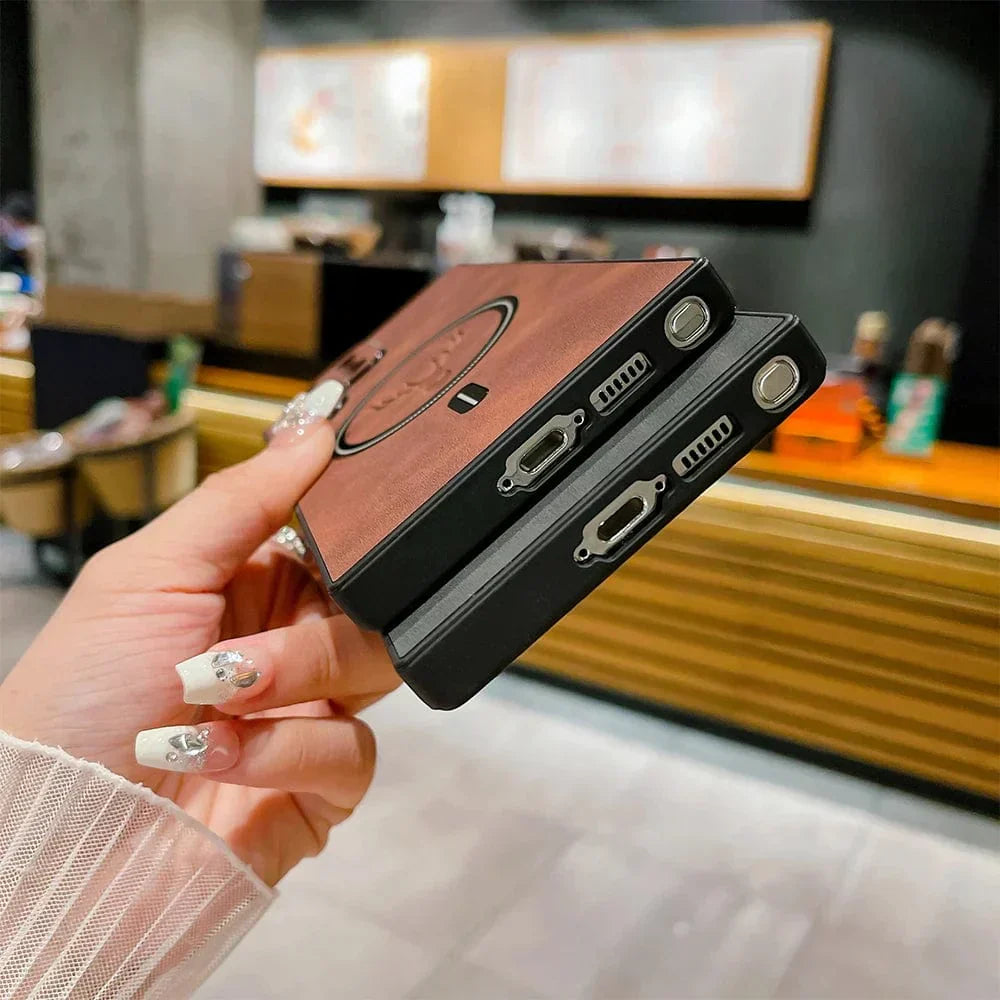 Brehn | Custodia in pelle per telefono Samsung | Custodia di ricarica wireless magnetica