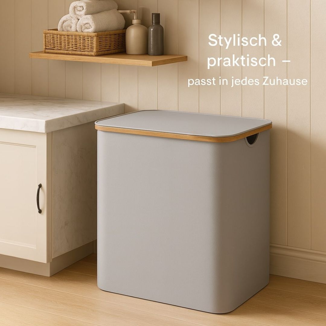 Cesto per la biancheria con coperchio | Raccolta biancheria con 3 scomparti in Nero, Beige e Grigio | CestoBiancheria