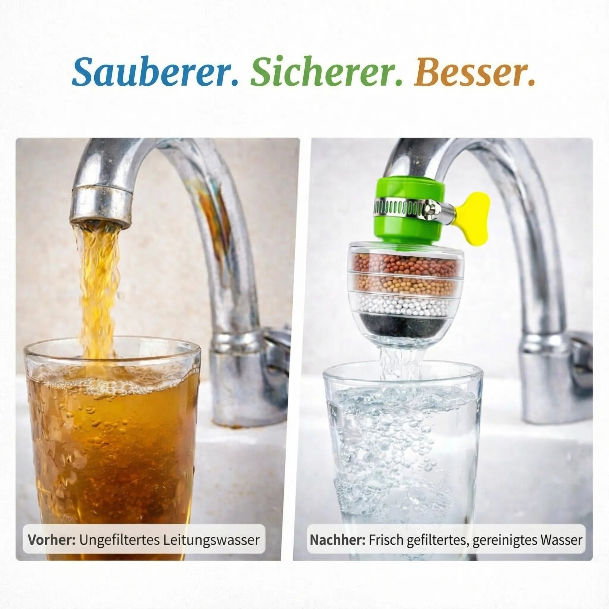 Filtro per rubinetto per allacciamento domestico | Filtro per acqua potabile per acqua pulita | PureFlow