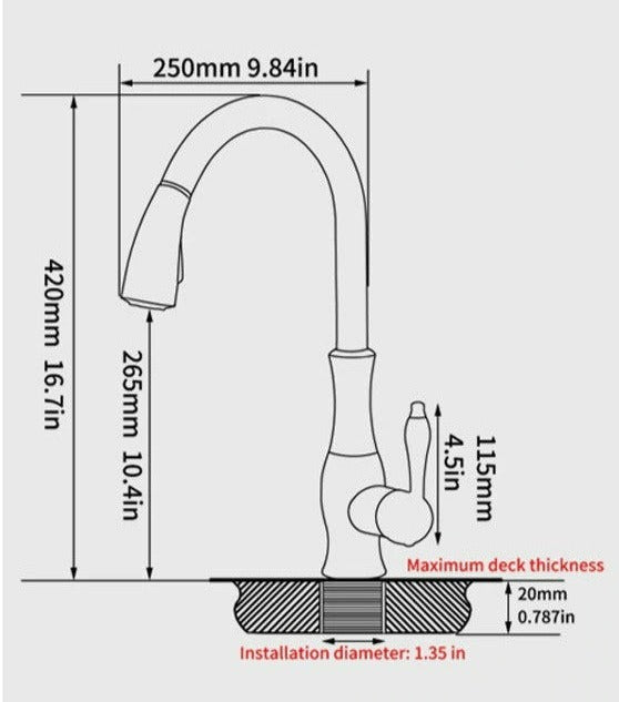Rubinetto per Cucina | Miscelatore da Cucina Estraibile | Rubinetto da Lavello | AquaKraft