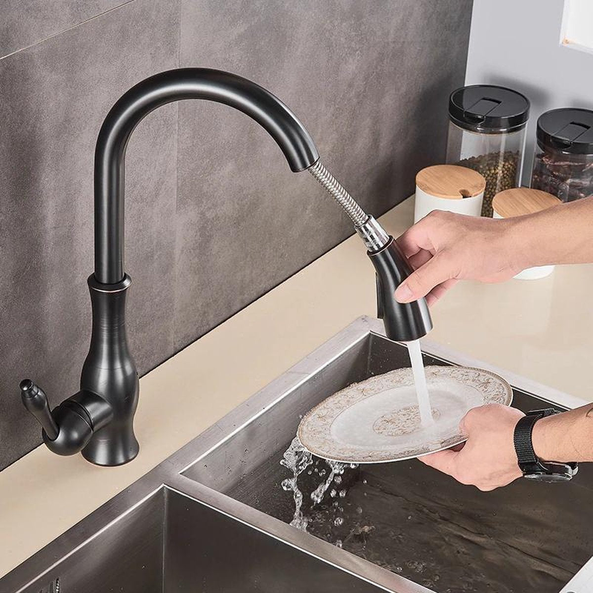 Rubinetto per Cucina | Miscelatore da Cucina Estraibile | Rubinetto da Lavello | AquaKraft