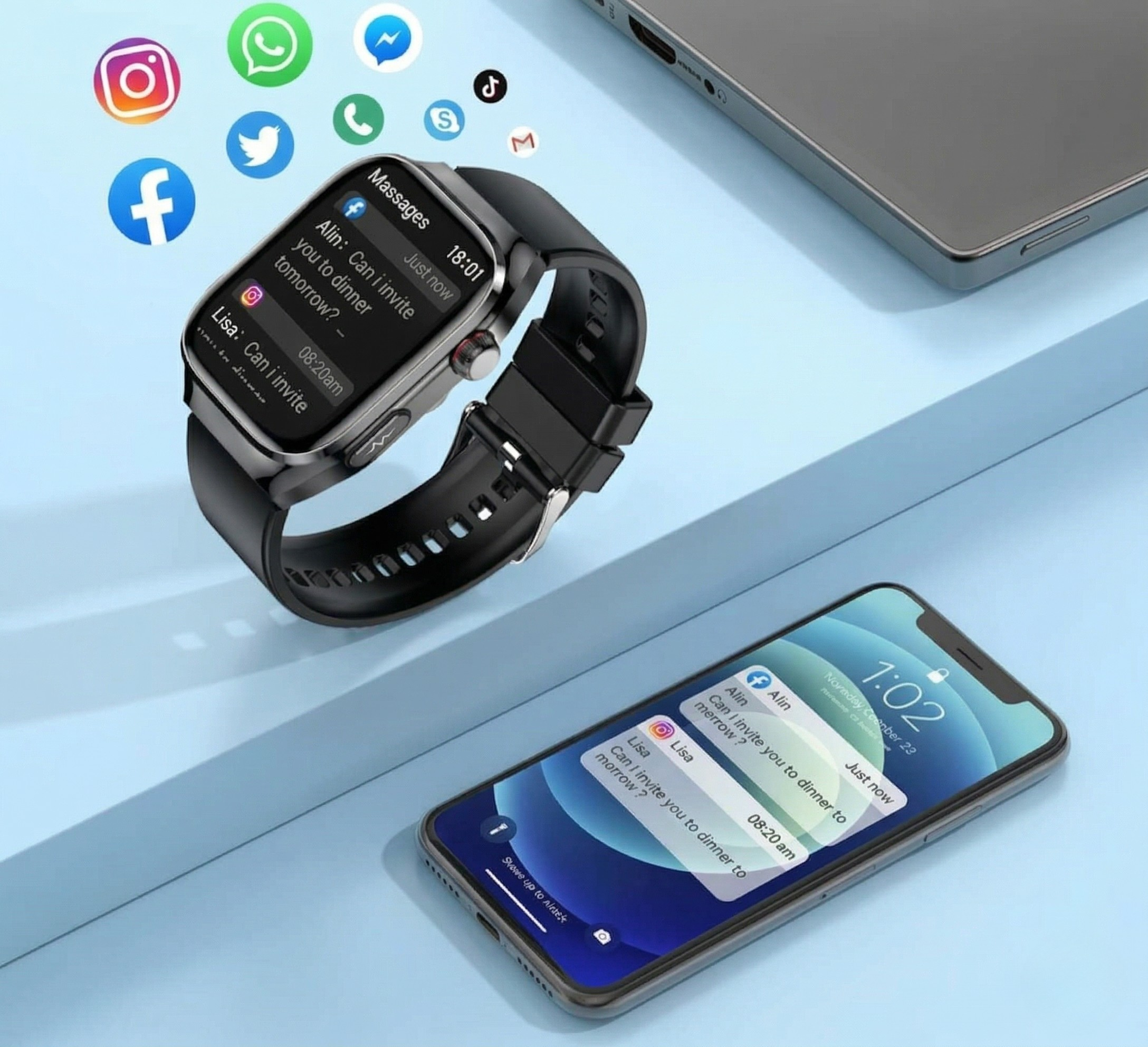 Smartwatch Monitor Salute ECG Frequenza Cardiaca Bluetooth