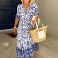 Hannah - Abito Bohemien con scollatura a V e stampa floreale