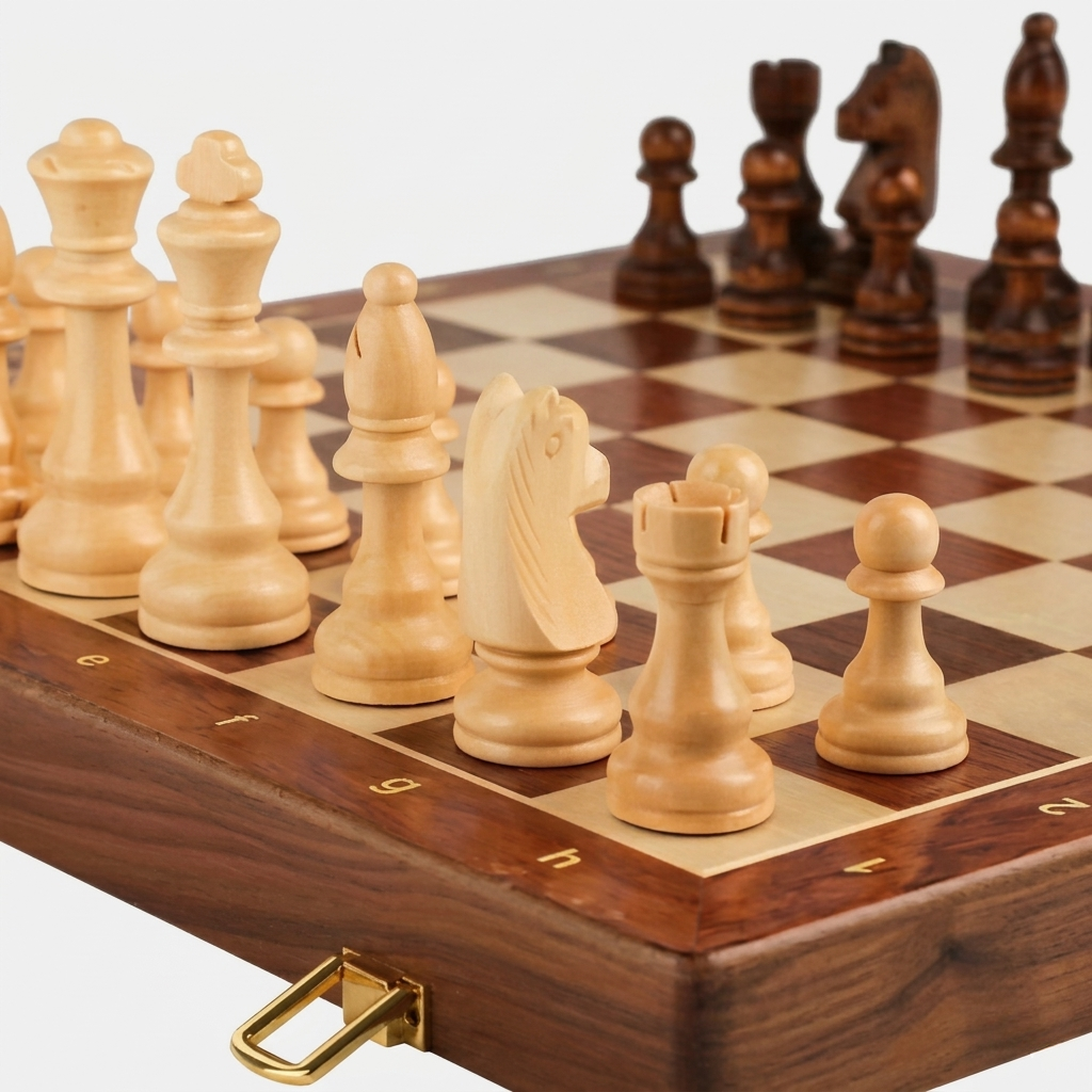 Set di Scacchi in Legno di Noce Artigianale Scacchiera Premium con Custodia Integrata