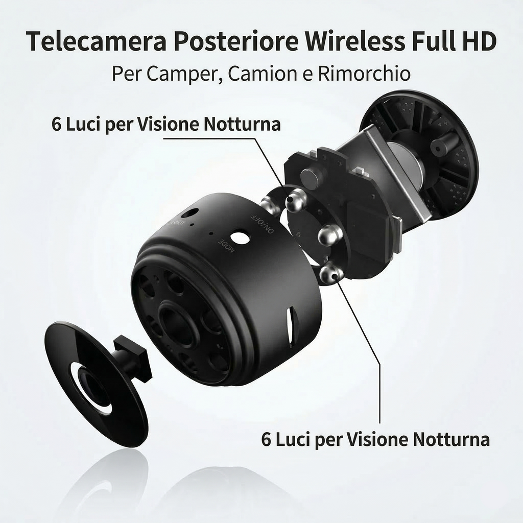 Telecamera Retromarcia Wireless HD Visione Notturna