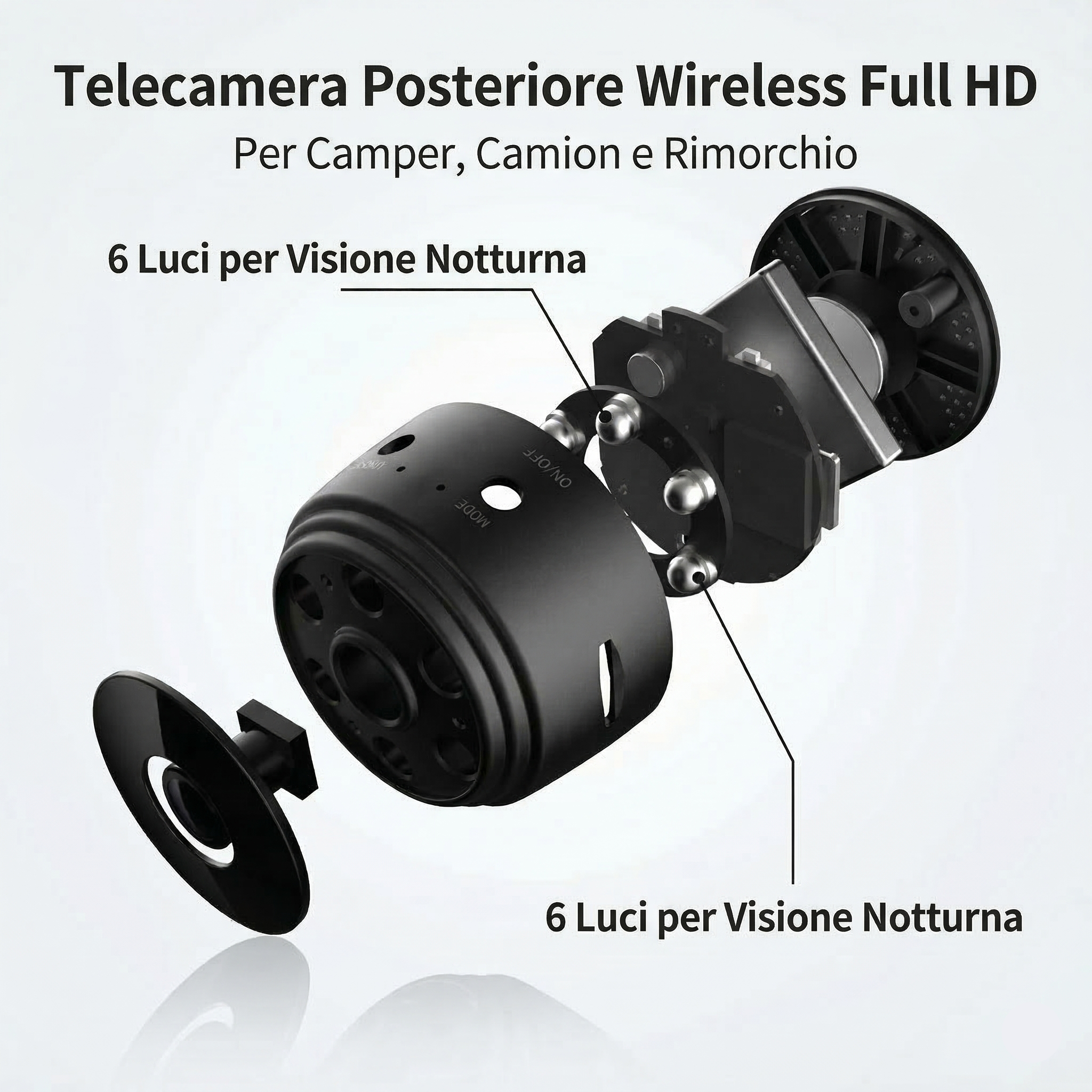 Telecamera Retromarcia Wireless HD Visione Notturna