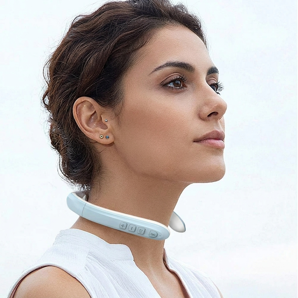Massaggiatore Collo a Ultrasuoni Dispositivo Drenaggio Linfatico Relax Muscolare Corpo Vitalize
