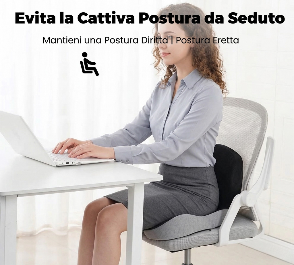 Cuscino in Memory Foam Ergonomico Supporto Seduta per Ufficio Postura e Comfort